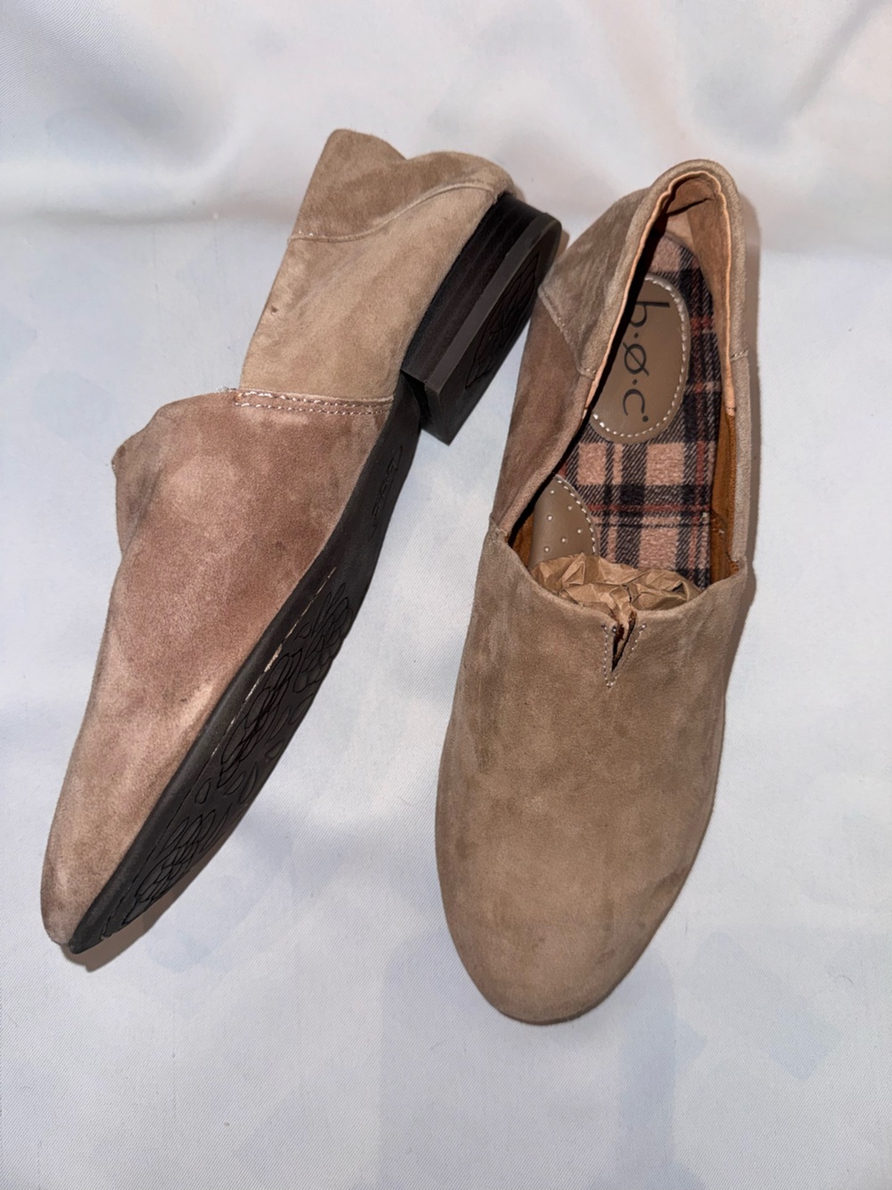b.o.c. (Born Concept) Women’s Suree Taupe Soft Suede Slip-On Loafers, Size 8.5 M